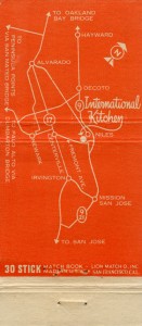 Map inside matchbook of International Kitchen, 1065 Fremont, Niles, California                                